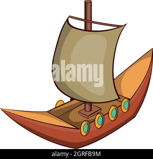 Viking ship icon, cartoon style Stock Vector