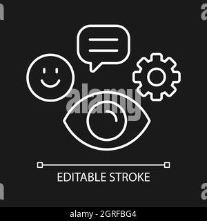 Observation skills white linear icon for dark theme Stock Vector