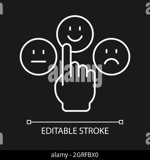 Emotional maturity white linear icon for dark theme Stock Vector