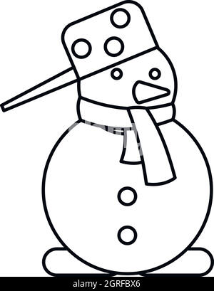 Snowman icon, outline style Stock Vector