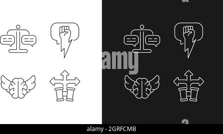 Argumentation skills linear icons set for dark and light mode Stock Vector