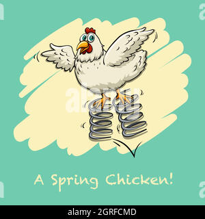 Chicken bouncing on springs Stock Vector