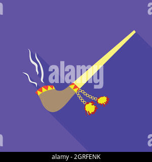 Smoking pipe icon, flat style Stock Vector