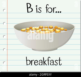 Flashcard letter B is for breakfast Stock Vector