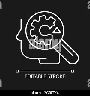 Recognizing weaknesses white linear icon for dark theme Stock Vector