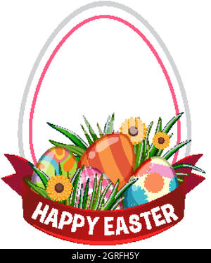 Poster design for easter with decorated eggs Stock Vector