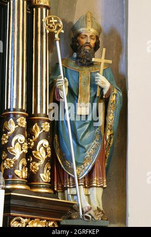 Saint Valentine, statue on the altar of the Holy Three Kings  in the church of St. Clare of Assisi in Zagreb, Croatia Stock Photo