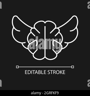 Independent thinking white linear icon for dark theme Stock Vector