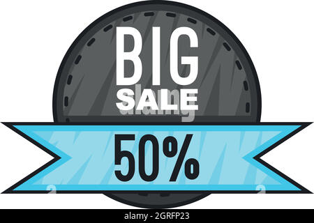 Super sale with 50 discount icon, cartoon style Stock Vector