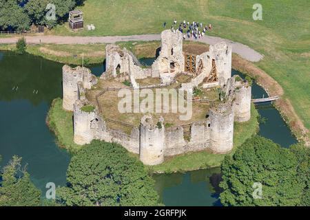 France, Vendee, Commequiers, the castle surrounded by its moat(aerial view) Stock Photo
