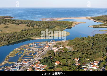 France, Vendee, Talmont St Hilaire, Port de la Guittiere and the Havre du Payre (aerial view) Stock Photo
