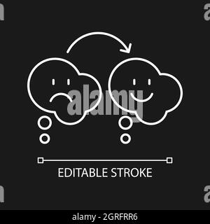 Changing opinion white linear icon for dark theme Stock Vector