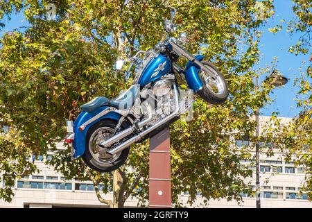 France, Paris, Esplanade Johnny Hallyday in front of AccorHotels Arena, sculpture by Bertrand Lavier, titled Quelque chose de... Stock Photo