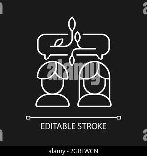 Nonviolent communication white linear icon for dark theme Stock Vector