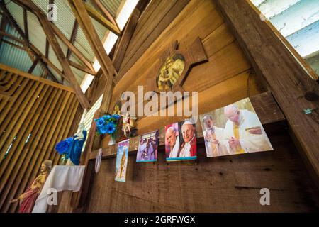France, French Guiana, Saül, interior of the Saint-Antoine-de-Padoue church Stock Photo