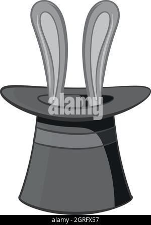 Hat with rabbit icon, black monochrome style Stock Vector