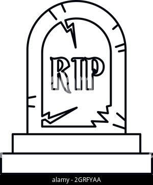 Grave RIP icon, outline style Stock Vector