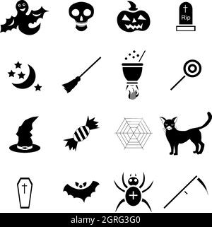Halloween icons set in simple style Stock Vector
