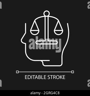 Rationality white linear icon for dark theme Stock Vector