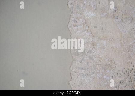 floor partially covering with self-levelling cement mortar Stock Photo