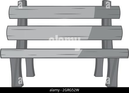 Park bench icon, black monochrome style Stock Vector