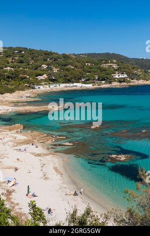 France, Var, Saint Tropez peninsula, Ramatuelle, coast of the Bonporteau bay, Escalet beach Stock Photo