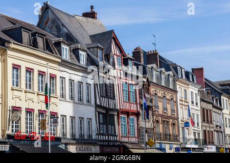 France, Eure, Risle Valley, Pont-Audemer, labeled the Most Beautiful Detours of France, nicknamed the Little Venice of Normandy, half-timbered facades in the town historic center