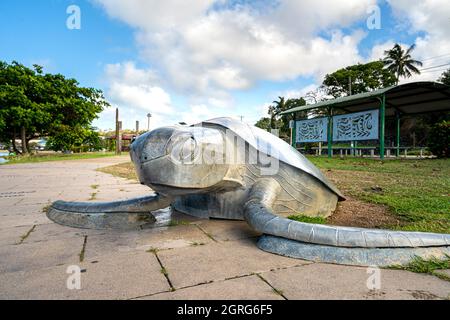 Turtle sculpture on foreshore of Victoria Parade, Thursday Island, Torres Straits, Queensland Australia Stock Photo