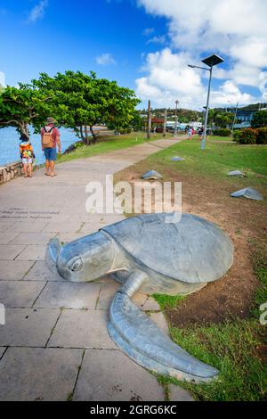 Turtle sculpture on foreshore of Victoria Parade, Thursday Island, Torres Straits, Queensland Australia Stock Photo