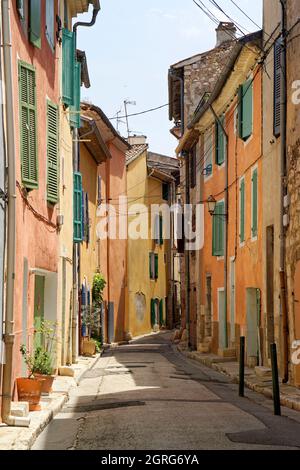 France, Var, Provence Verte, Saint Maximin la Sainte Baume, Rue Marceau street Stock Photo