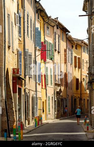 France, Var, Provence Verte, Saint Maximin la Sainte Baume, rue Colbert street Stock Photo