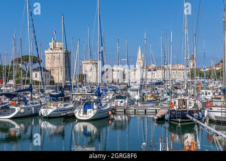 France, Charente Maritime, La Rochelle, floating basin of the Old Port Stock Photo