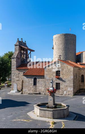 France, Haute Loire, Esplantas Vazeilles, castle and church of