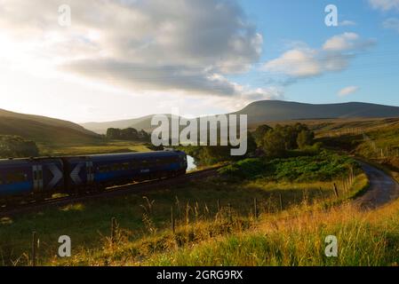 Scotrail train near Kildonan, Sutherland, Scotland Stock Photo