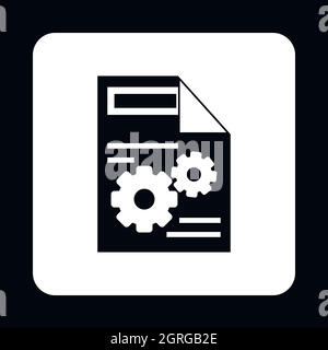 Sheet of paper with gears icon Stock Vector