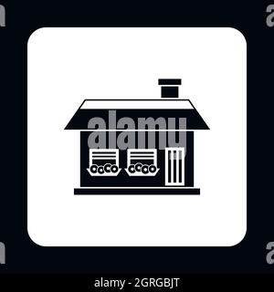 One storey house with two windows icon Stock Vector