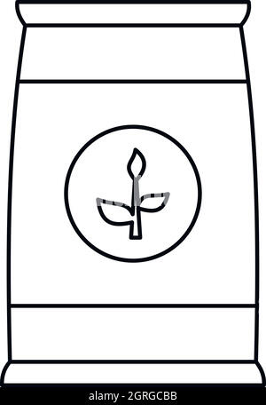 Fertilizer bag icon, outline style Stock Vector