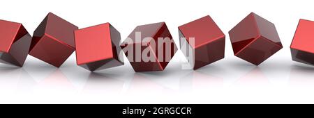 Red 3d cubes on a white background. Stock Photo