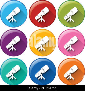 Circle buttons with telescopes Stock Vector