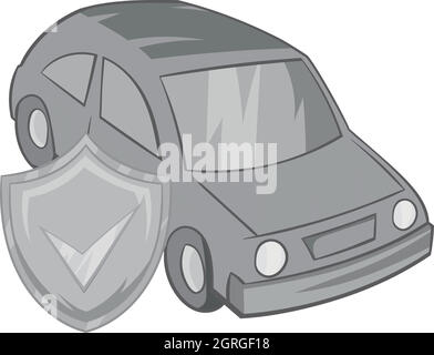 Car insurance icon, black monochrome style Stock Vector