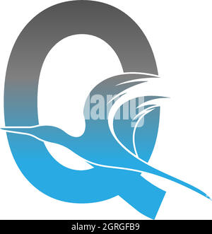 Letter Q logo with pelican bird icon design Stock Vector