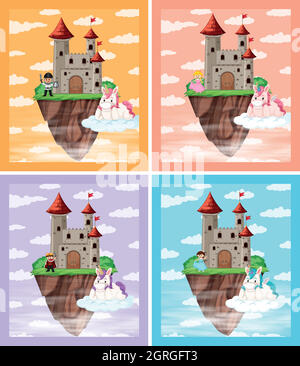 Set of medieval castle Stock Vector