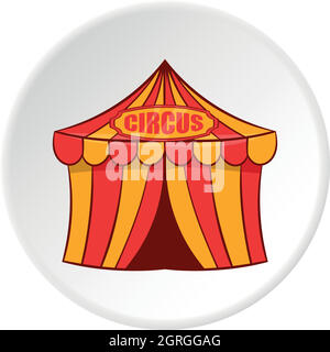 Striped circus tent icon, cartoon style Stock Vector