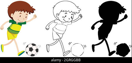 Boy Playing Football In Colour And Silhouette Stock Vector Image Art Alamy