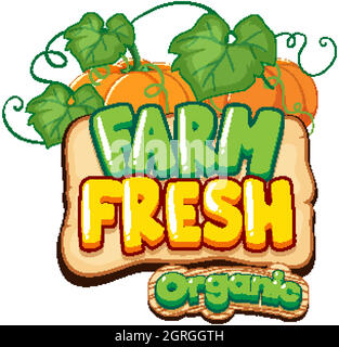 Font design for word fresh farm with pumpkins Stock Vector