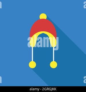 Winter hat icon, flat style Stock Vector