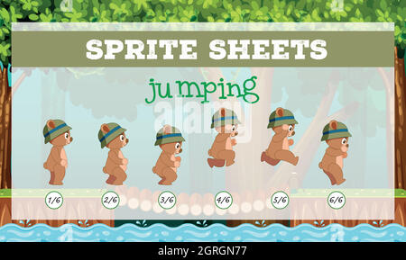 Game sprite actions - jumping Stock Vector