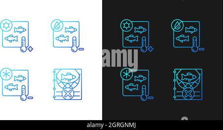 Fish products sterilization gradient icons set for dark and light mode Stock Vector