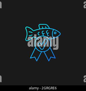 Fish quality control gradient vector icon for dark theme Stock Vector
