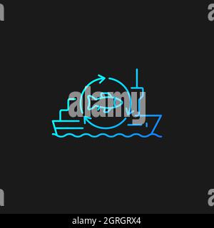 Fish processing vessel gradient vector icon for dark theme Stock Vector